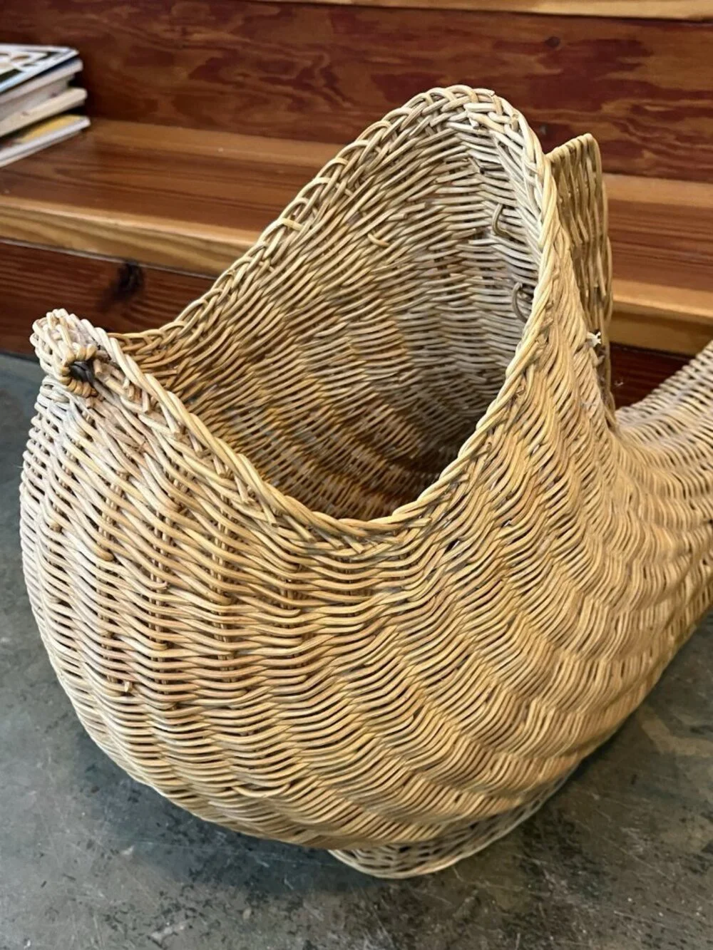 Large Vintage Wicker Whale Fish Basket Hollywood Regency Coastal Decor Hamper